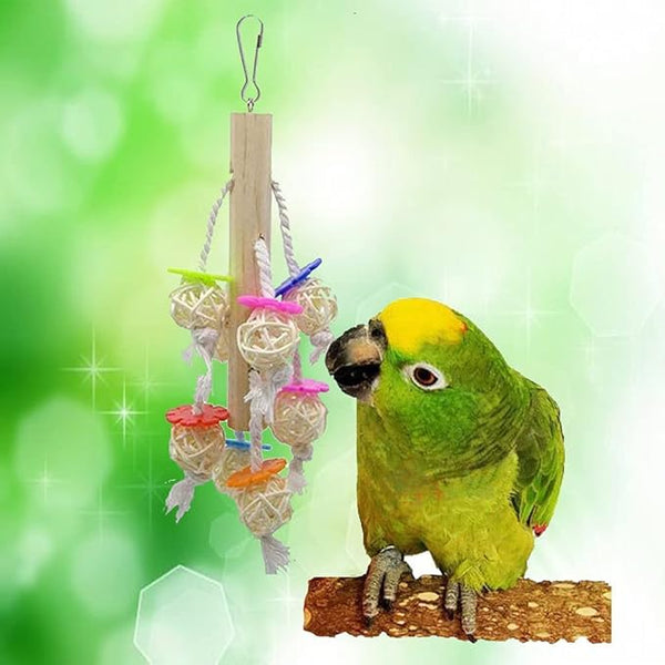 BRKT (8 Packs) of Bird Parrot Swing Chewing Toys,Natural Wood bird cage accessories,Suitable for Small Parakeets, Cockatiels, Conures, Finches,Budgie,Macaws, Parrots, Love Birds