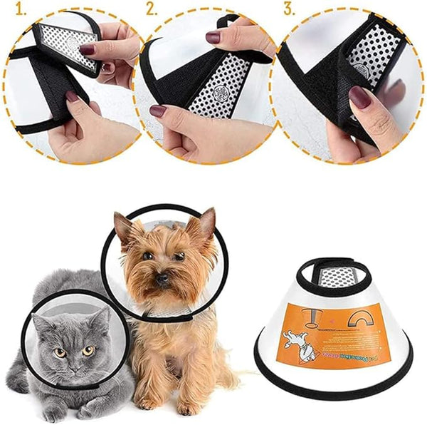 BRKT Cat and Dog Cone Collar, Adjustable Recovery Pet Cone, Plastic CElizabethan Collar Protects Wound Healing Practical Dog Cone, Pet Cone for Small, Medium Dogs (Neck(33-37cm))