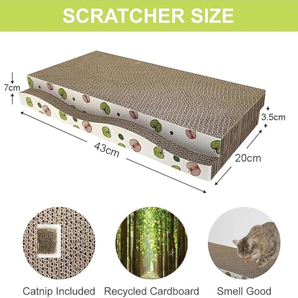 BRKT Cat Scratching Board, Indoor Cat Scratching Board with Catnip, Wear-resistant, Protect Furniture from Damage, Suitable for Cats(Wavy (2pcs))