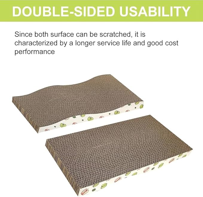 BRKT Cat Scratching Board, Indoor Cat Scratching Board with Catnip, Wear-resistant, Protect Furniture from Damage, Suitable for Cats(Wavy (2pcs))
