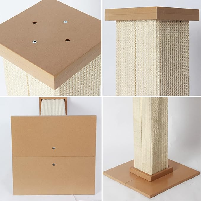 BRKT Ultimate Cat Scrat BRKT ching Post,80cm Tall Cat Scratchers for Indoor Cats,Cuboid Sisal cat scratch column(White)