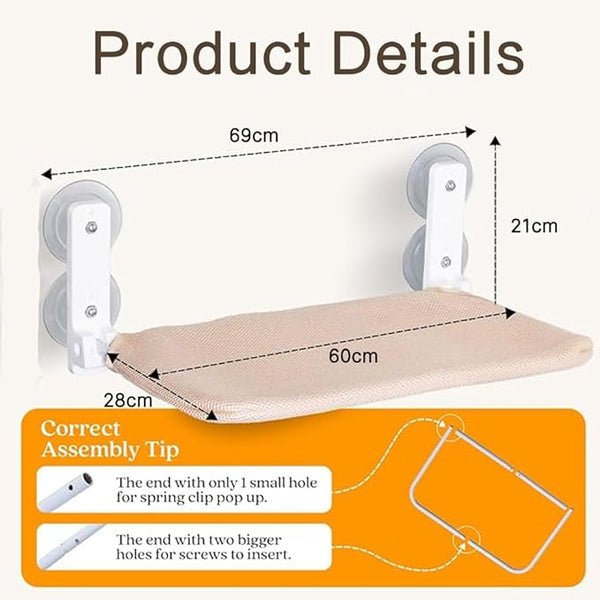 BRKT Cat Window Bed，Cat Hammock Perch for Window，with Cushion Bed Cover，Easy to Adjust Cat Bed，Suitable for Windowsills, Beds, Drawers, and Cabinets, Easy to Assemble (Mesh L)