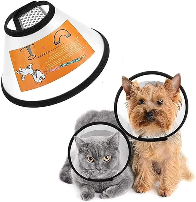 BRKT Cat and Dog Cone Collar, Adjustable Recovery Pet Cone, Plastic CElizabethan Collar Protects Wound Healing Practical Dog Cone, Pet Cone for Small, Medium Dogs (Neck(33-37cm))