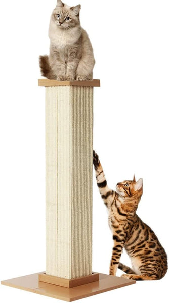 BRKT Ultimate Cat Scrat BRKT ching Post,80cm Tall Cat Scratchers for Indoor Cats,Cuboid Sisal cat scratch column(White)