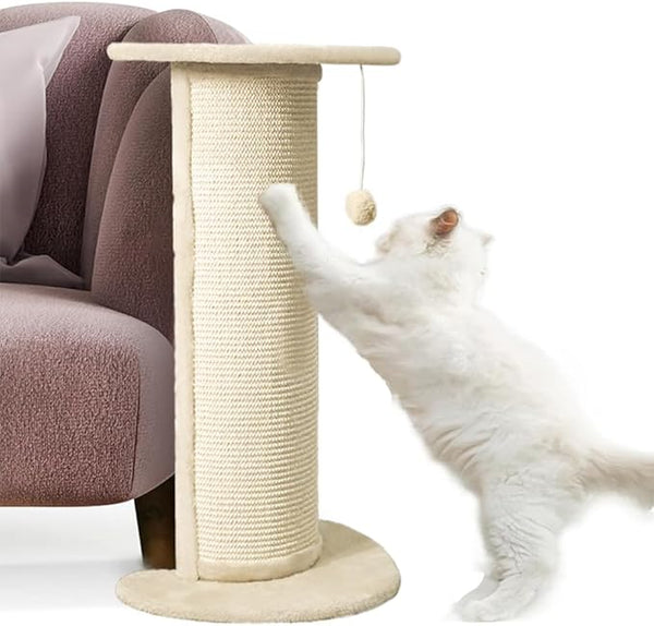 BRKT  Cat Corner Scratcher, Indoor Sofa Corner Scratching Post,Resistant Furniture Protector, Sisal Right Angle Scratching Board with Dangling Ball(75 * 39 * 28.5cm)