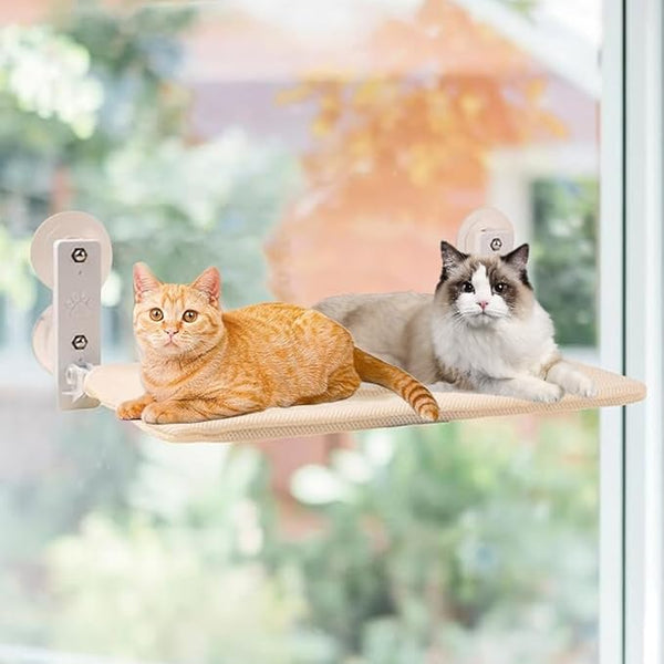 BRKT Cat Window Bed，Cat Hammock Perch for Window，with Cushion Bed Cover，Easy to Adjust Cat Bed，Suitable for Windowsills, Beds, Drawers, and Cabinets, Easy to Assemble (Mesh L)