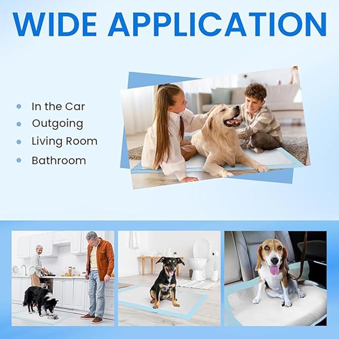 BRKT Dog Pee Pads，Super Absorbent Pee Pads for Dogs，Disposable Urine Pads for Doggie，Disposable Puppy Pads Pet Training Pads，Super Absorbent Leak-Proof Quick Drying Pee Pads (L(60*60cm-40pcs))