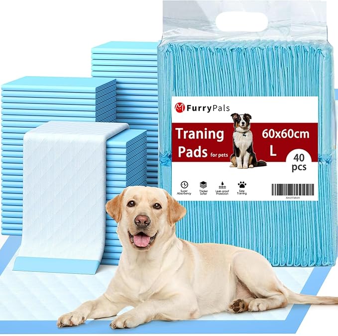 BRKT Dog Pee Pads，Super Absorbent Pee Pads for Dogs，Disposable Urine Pads for Doggie，Disposable Puppy Pads Pet Training Pads，Super Absorbent Leak-Proof Quick Drying Pee Pads (L(60*60cm-40pcs))