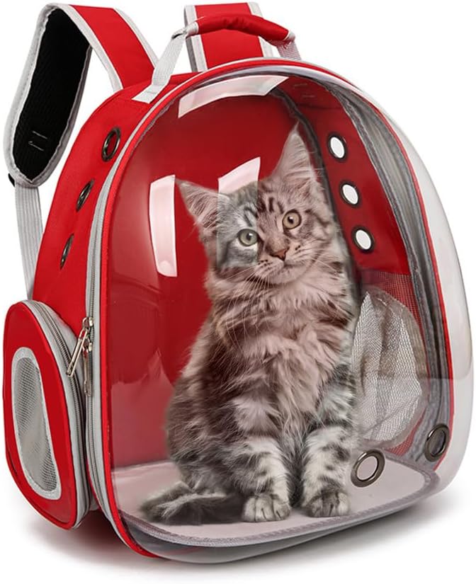 BRKT Cat Carrier Bubble Bag, Transparent Breathable Capsule Backpac K  , Pet Convenient Carrier Bag for Small and Medium Cats Dogs. Hiking, outdoor use (Yellow)
